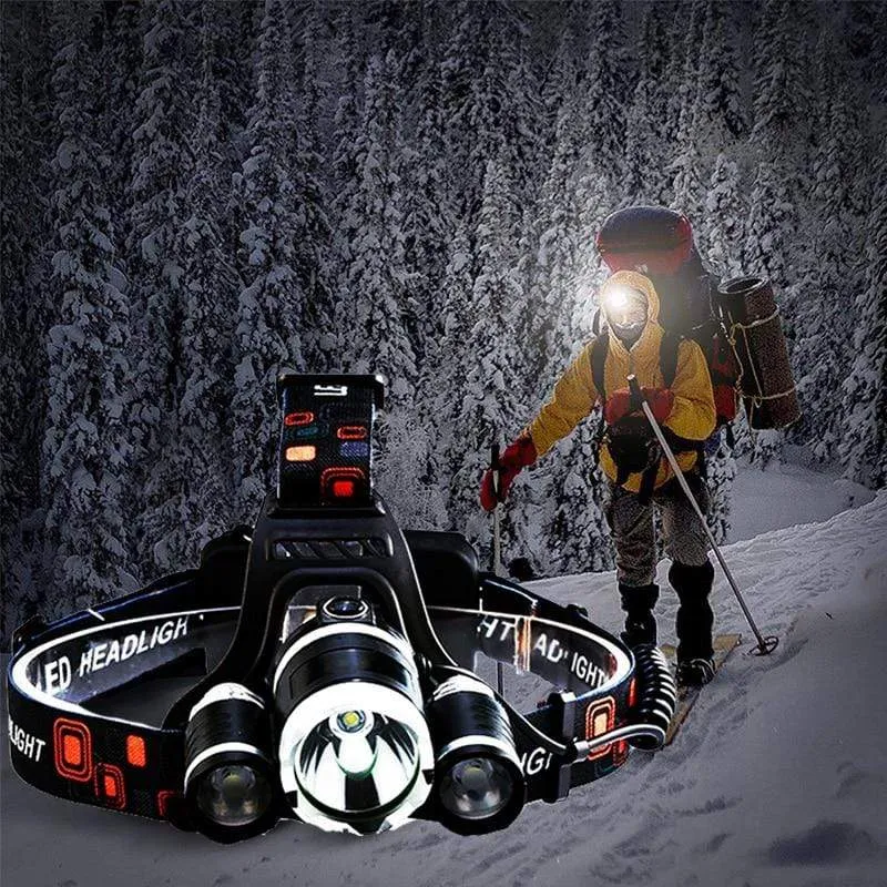 Powerful Rechargeable 3 T6 R5 LED Headlight For Hiking/Fishing/Outdoor Acitvities