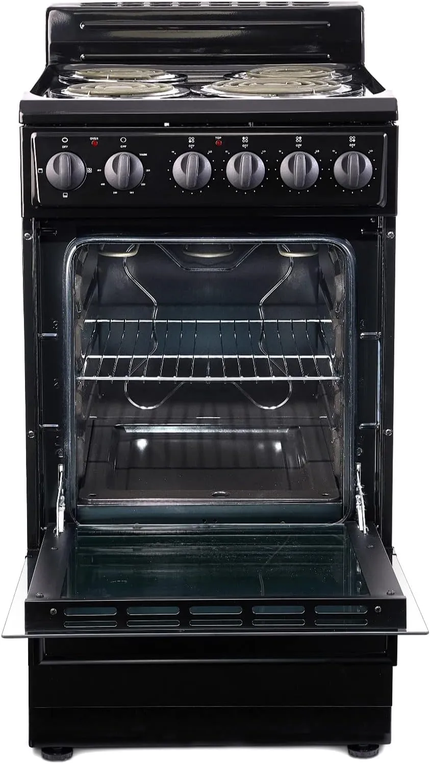 Premium Levella PRE2027GB 20 in Freestanding Electric Range with 4 Coil Burners and 2.2 Cu. Ft. Single Oven Capacity with Lower Storage Drawer in Black