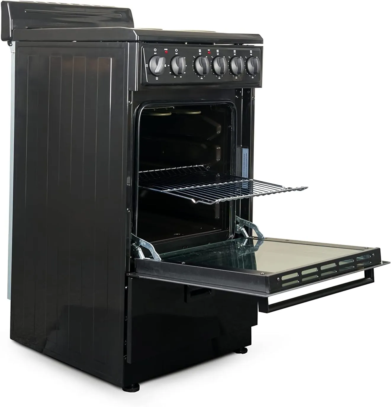 Premium Levella PRE2027GB 20 in Freestanding Electric Range with 4 Coil Burners and 2.2 Cu. Ft. Single Oven Capacity with Lower Storage Drawer in Black
