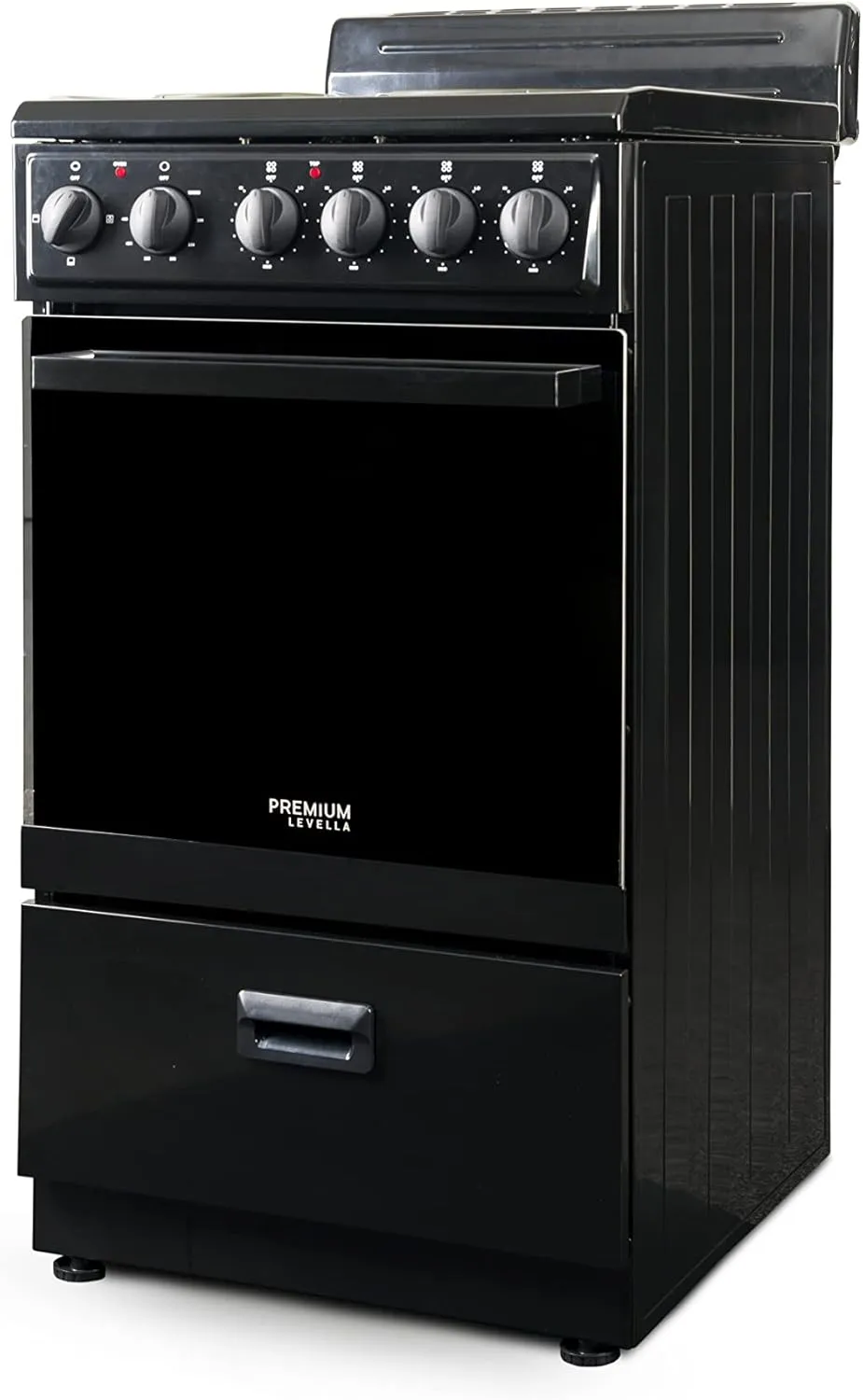 Premium Levella PRE2027GB 20 in Freestanding Electric Range with 4 Coil Burners and 2.2 Cu. Ft. Single Oven Capacity with Lower Storage Drawer in Black