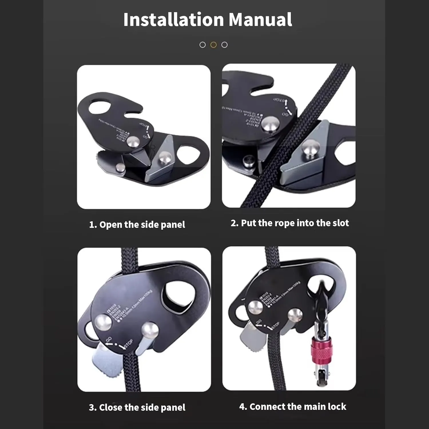 Professional Rope Grab Falling Arrestors Auto Lock Retarder Ascending Descender for Mountain Climbing