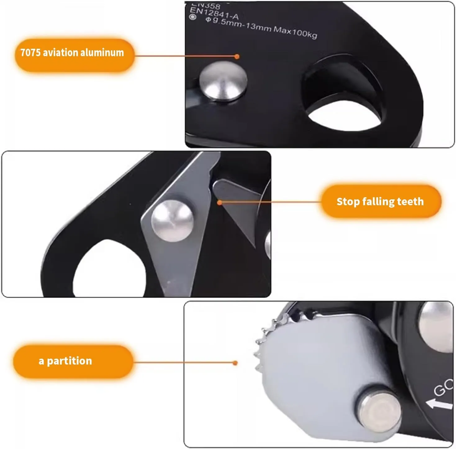 Professional Rope Grab Falling Arrestors Auto Lock Retarder Ascending Descender for Mountain Climbing