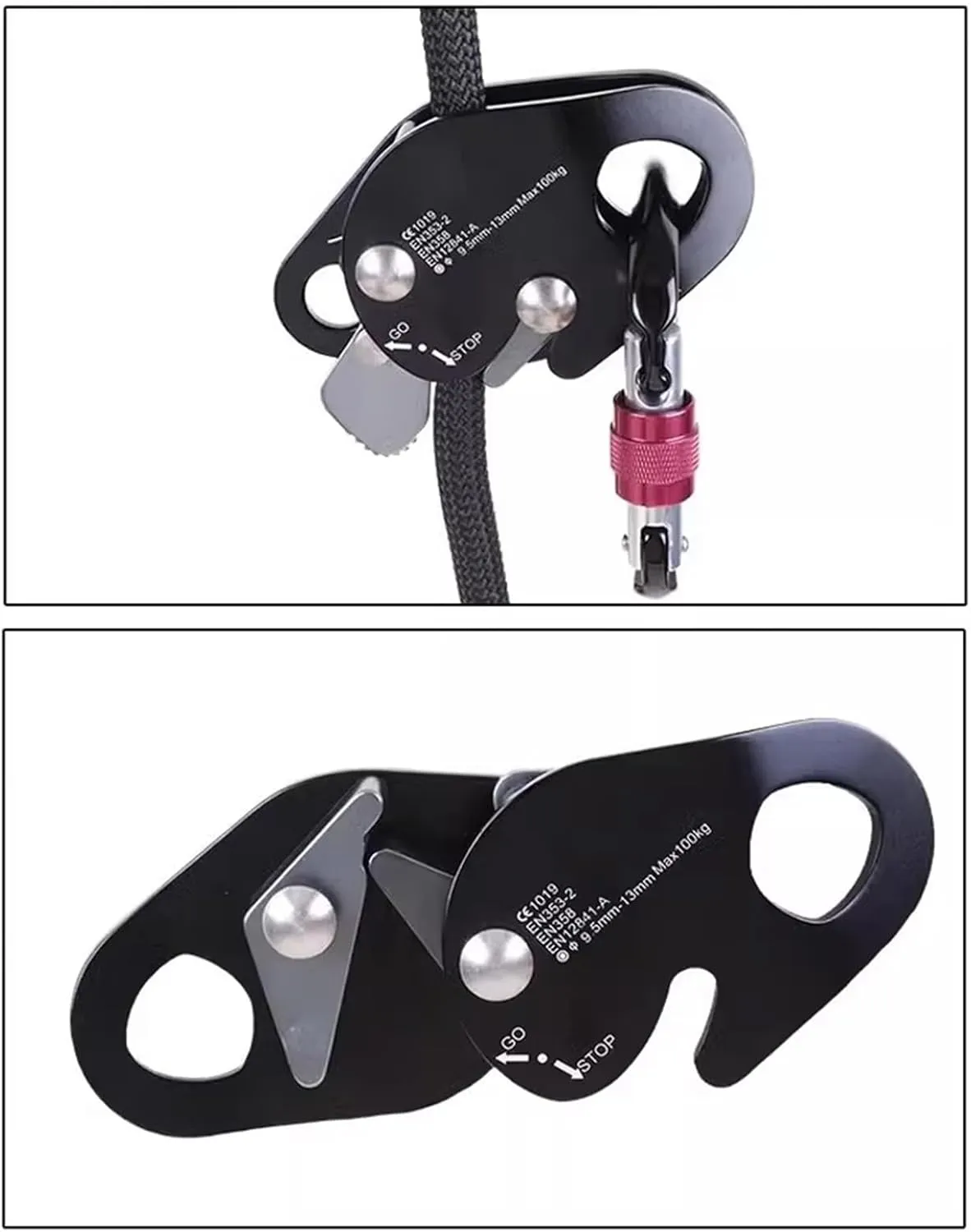 Professional Rope Grab Falling Arrestors Auto Lock Retarder Ascending Descender for Mountain Climbing