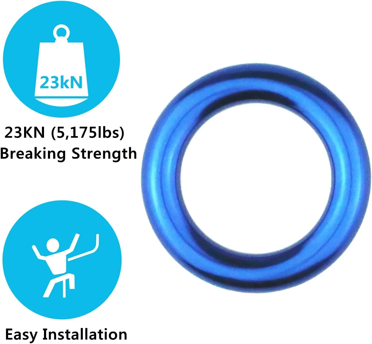 PROND Aluminum Rappel Ring, Climb Perfect Tension Aluminum Alloy O-Ring, 23KN Rappel Rings for Rock Climbing Arborist and Hammock