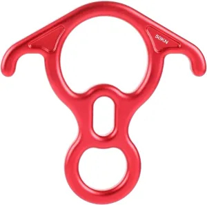 PROND Terminal 8 Descender, Rescue Figure 8 Descender with Lock Off Ears, 50KN Aluminum Alloy Bent-Ear Descender for Climbing Rescuing Or Escaping Descender, Climbing Belay & Rappel Equipment