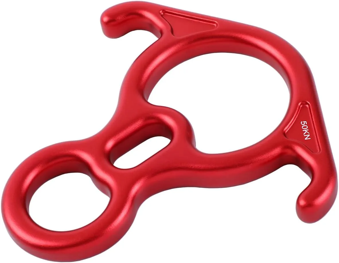 PROND Terminal 8 Descender, Rescue Figure 8 Descender with Lock Off Ears, 50KN Aluminum Alloy Bent-Ear Descender for Climbing Rescuing Or Escaping Descender, Climbing Belay & Rappel Equipment
