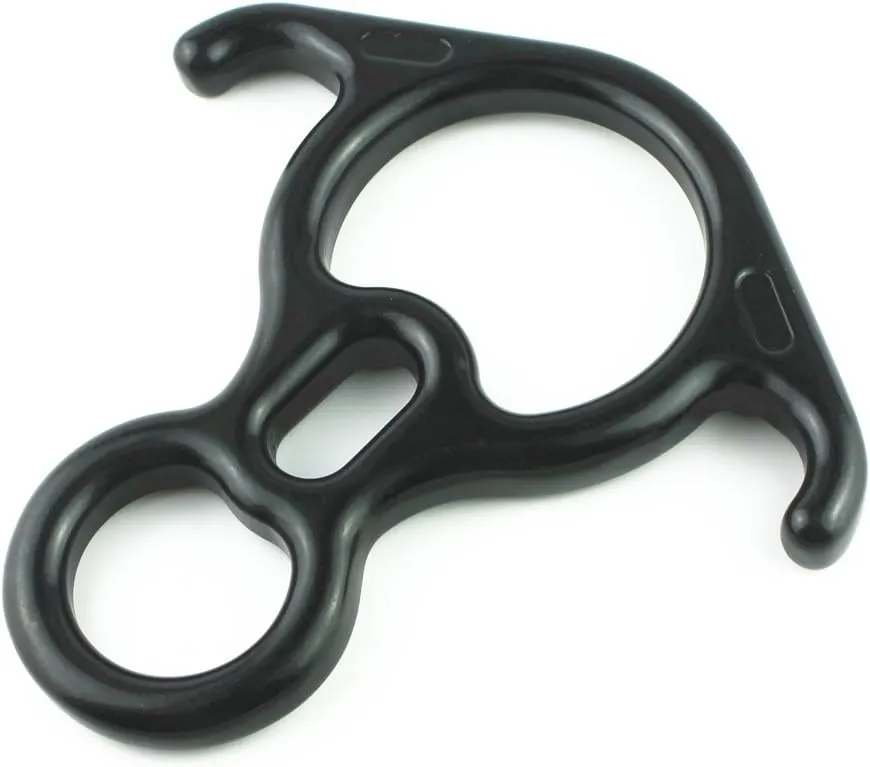 PROND Terminal 8 Descender, Rescue Figure 8 Descender with Lock Off Ears, 50KN Aluminum Alloy Bent-Ear Descender for Climbing Rescuing Or Escaping Descender, Climbing Belay & Rappel Equipment