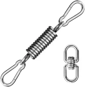 Punching Bag Hanger Set, Stainless Steel Swivel Mount Chain with Carabiners and Spring, 1000lbs Capacity for Heavy Bag, Gym Swing, Trapeze, Hammock