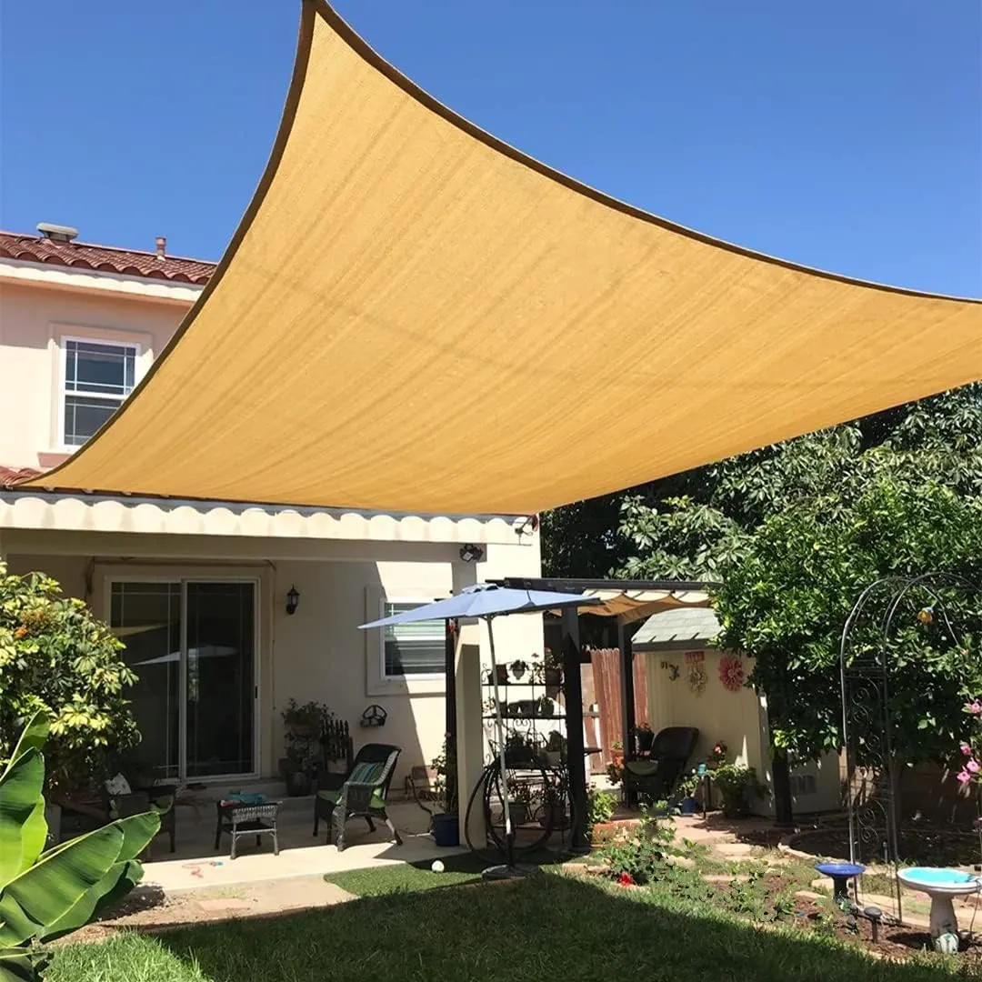 Quictent 20x16ft Rectangular Sun Shade Sail 185G HDPE Canopy 98% UV Block Outdoor Patio Garden Commercial Deck with Hardware Kit (Sand)