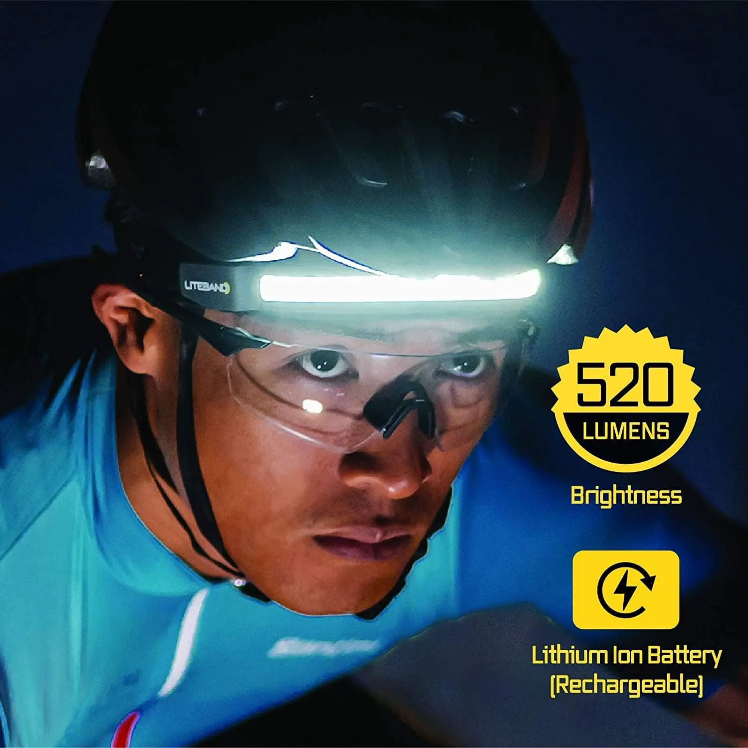 Rechargeable LED Headlamp - Liteband ACTIV 520 Lumens Super Bright Head Lamp, Battery Powered Tactical Headlamps, Camping, Running, Hard Hat Light, Best Rated Hands Free Forehead Flashlight, White