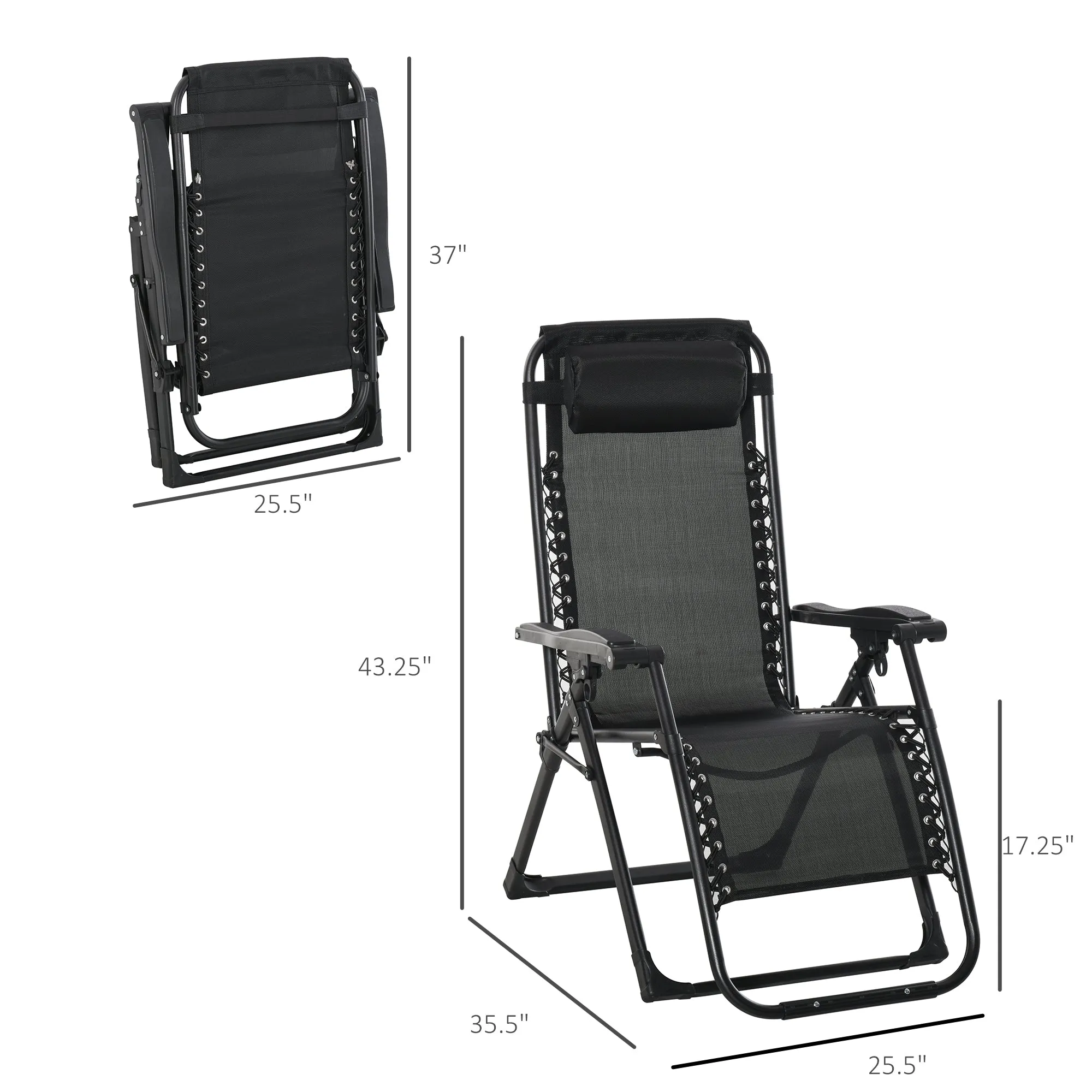 Reclining Zero Gravity Chair with Adjustable Backrest, Folding Garden Sun Lounger with Removable Cushion and Headrest, Light Grey