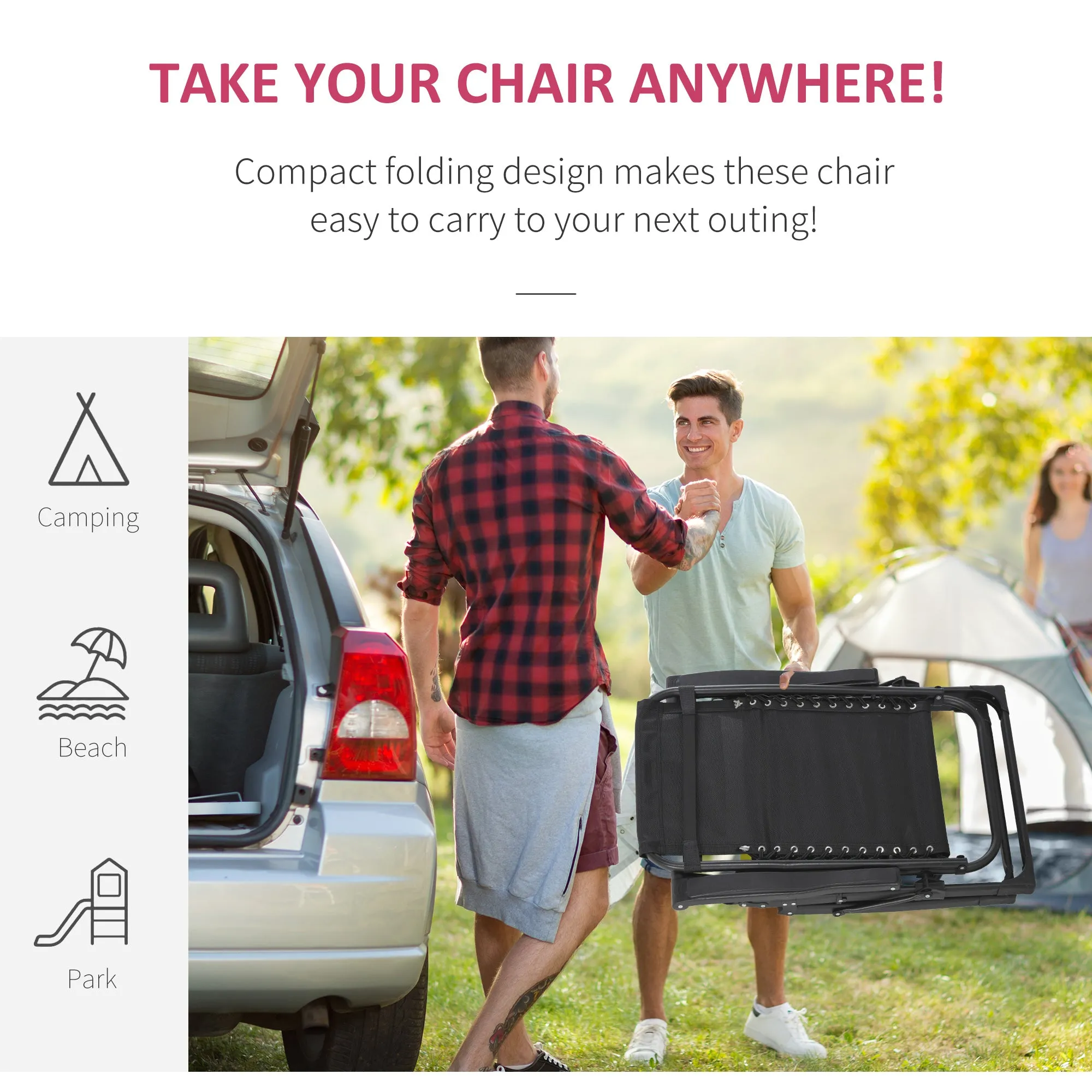 Reclining Zero Gravity Chair with Adjustable Backrest, Folding Garden Sun Lounger with Removable Cushion and Headrest, Wine Red