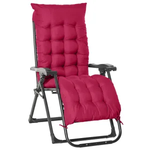 Reclining Zero Gravity Chair with Adjustable Backrest, Folding Garden Sun Lounger with Removable Cushion and Headrest, Wine Red