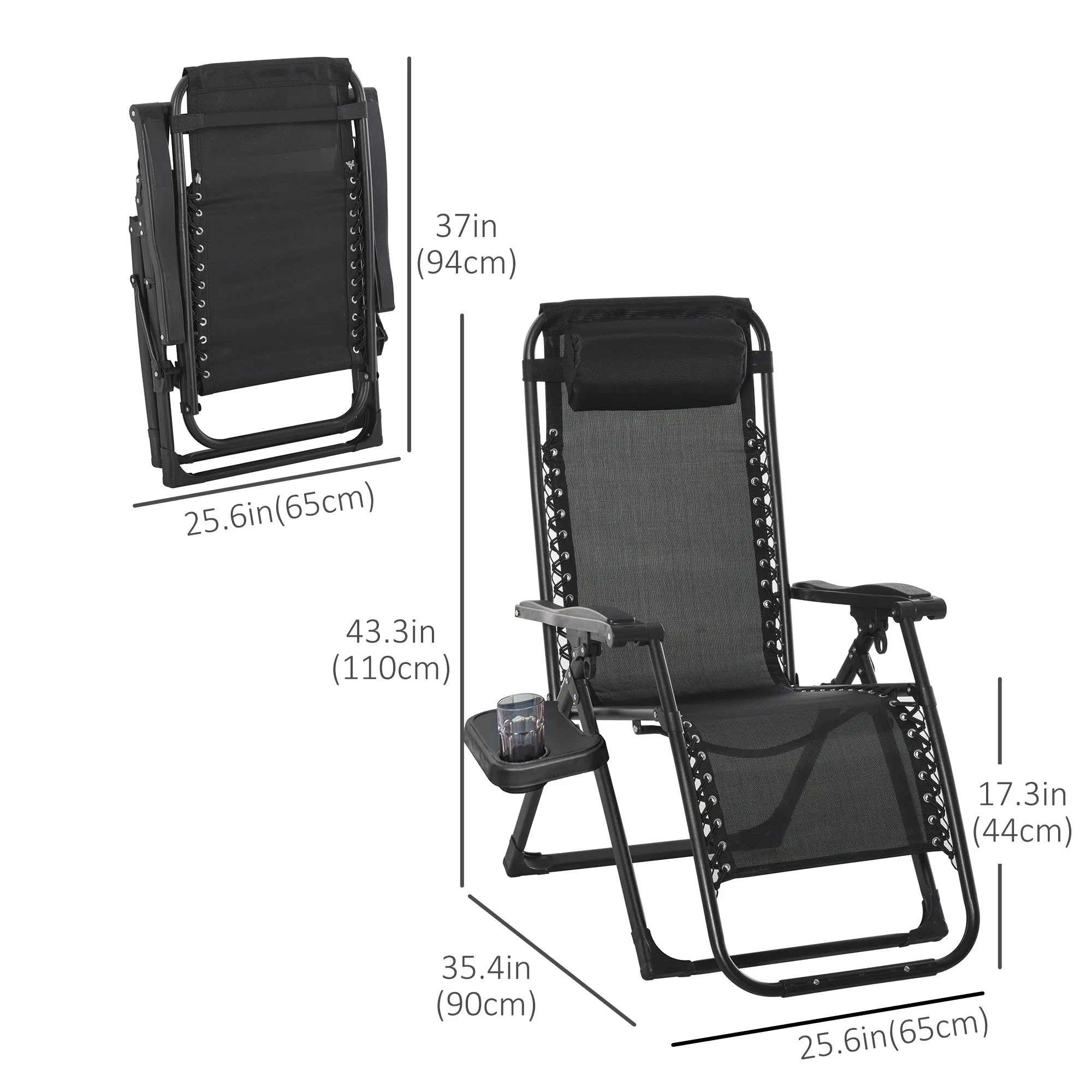 Reclining Zero Gravity Chair with Adjustable Backrest, Folding Garden Sun Lounger with Removable Cushion and Headrest, Wine Red