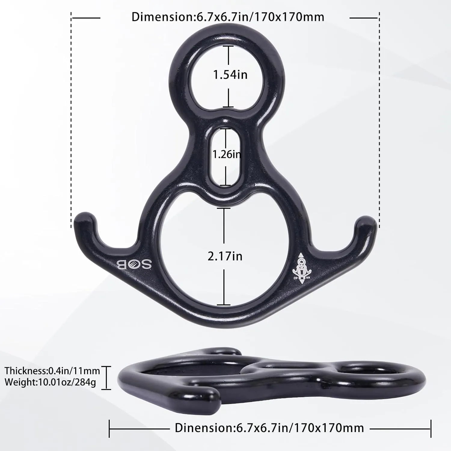 Rescue Figure 8 Descender, Climbing Rappelling Gear, for Mountaineering, High Rescue, Aluminum