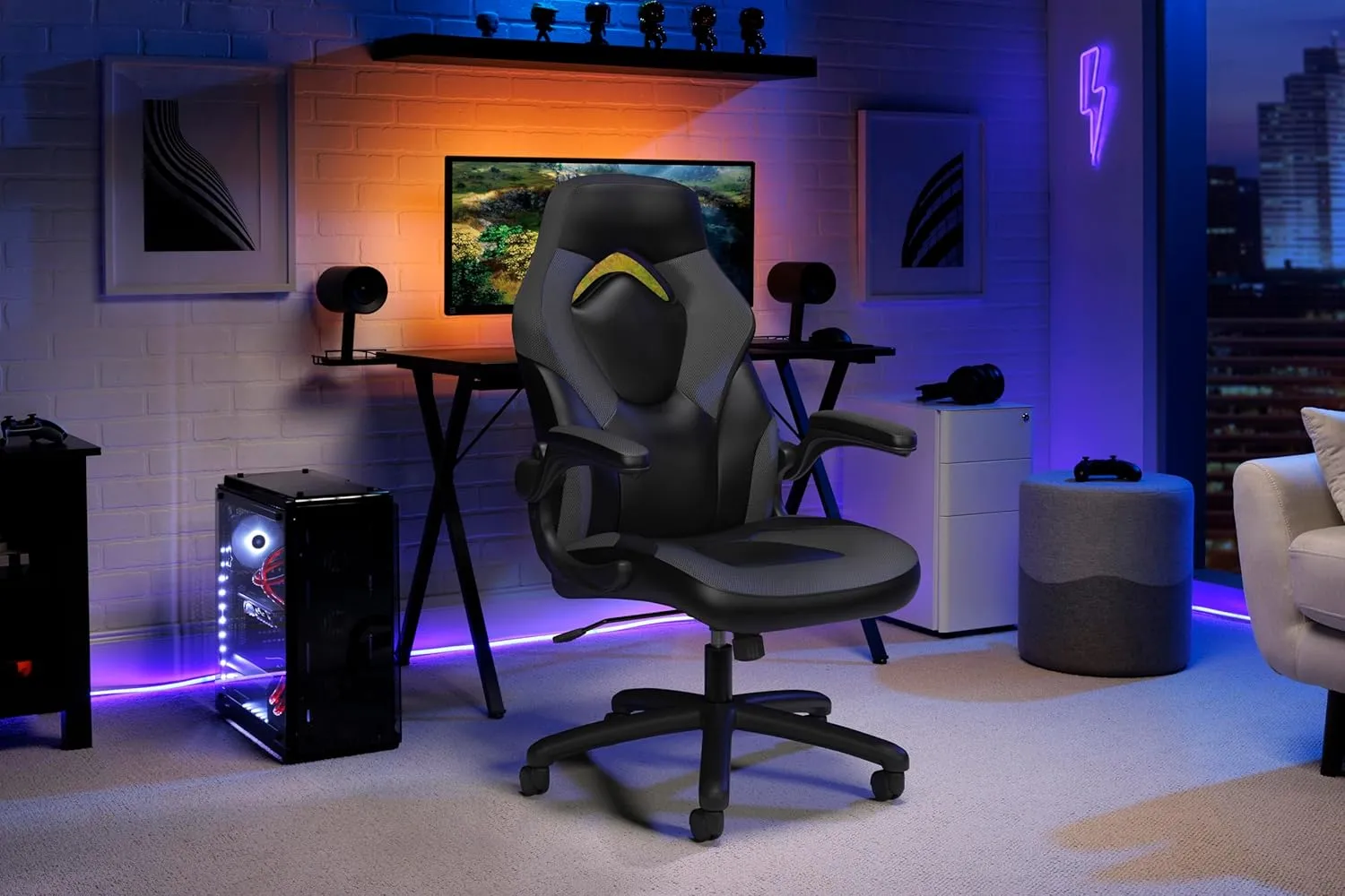 RESPAWN 3085 Gaming Chair - Gamer & Office Chair with Integrated Headrest, Adjustable Tilt & Tilt Lock - Gray