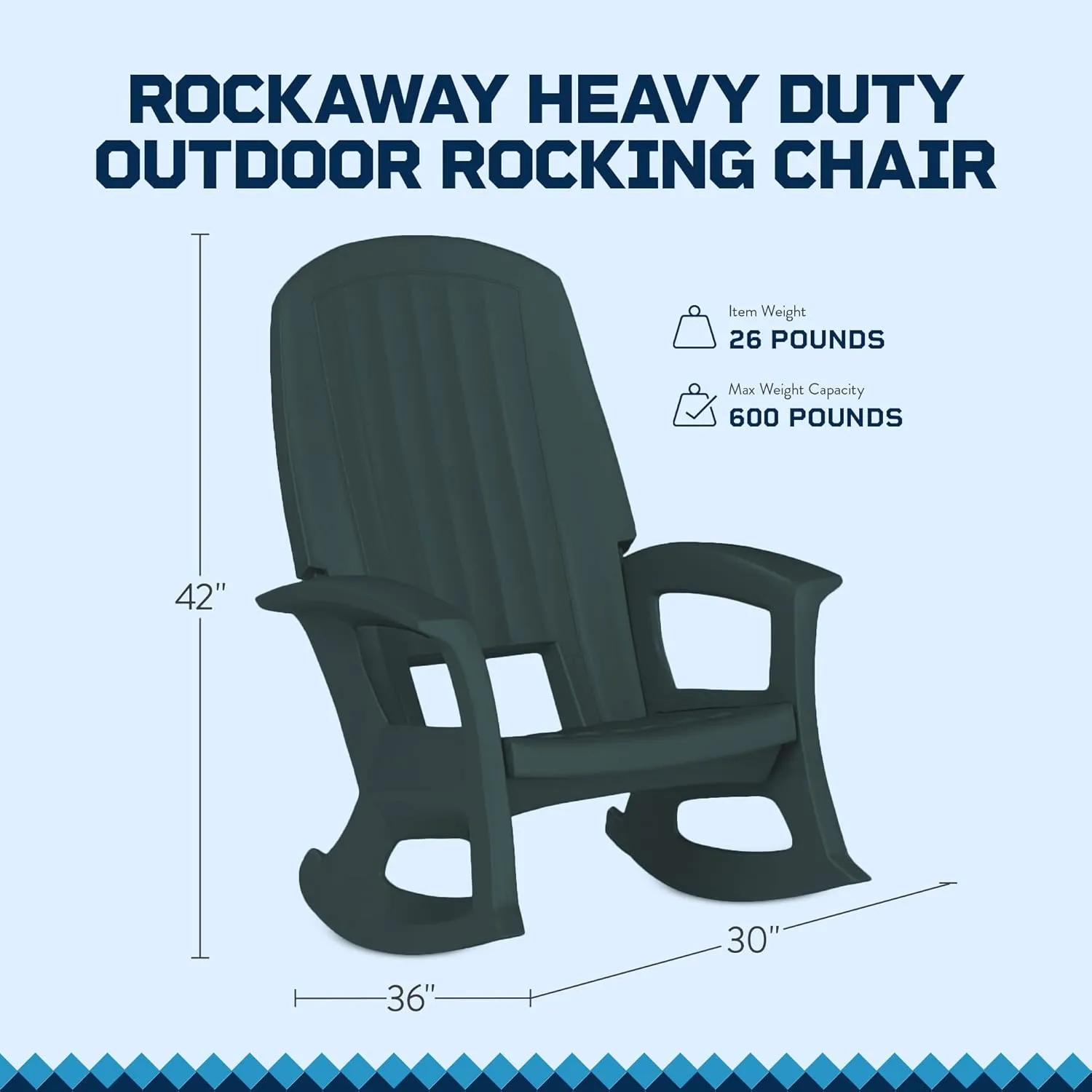 Rockaway Heavy Duty All-Weather Outdoor Rocking Chair Plastics - Green
