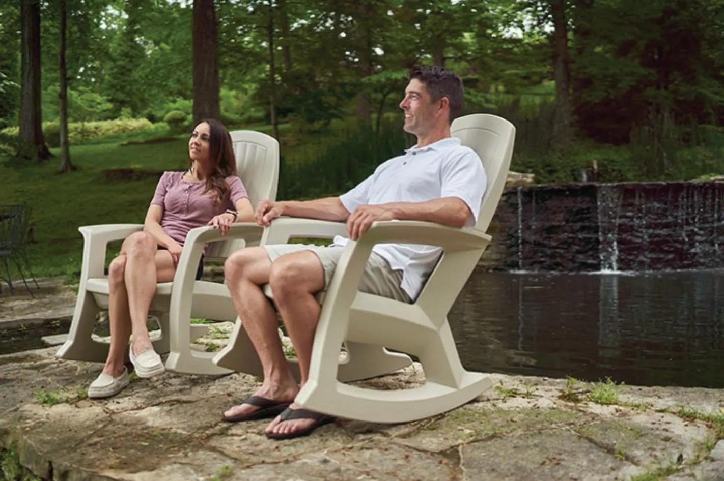 Rockaway Heavy Duty All-Weather Outdoor Rocking Chair Plastics - Sand Tan