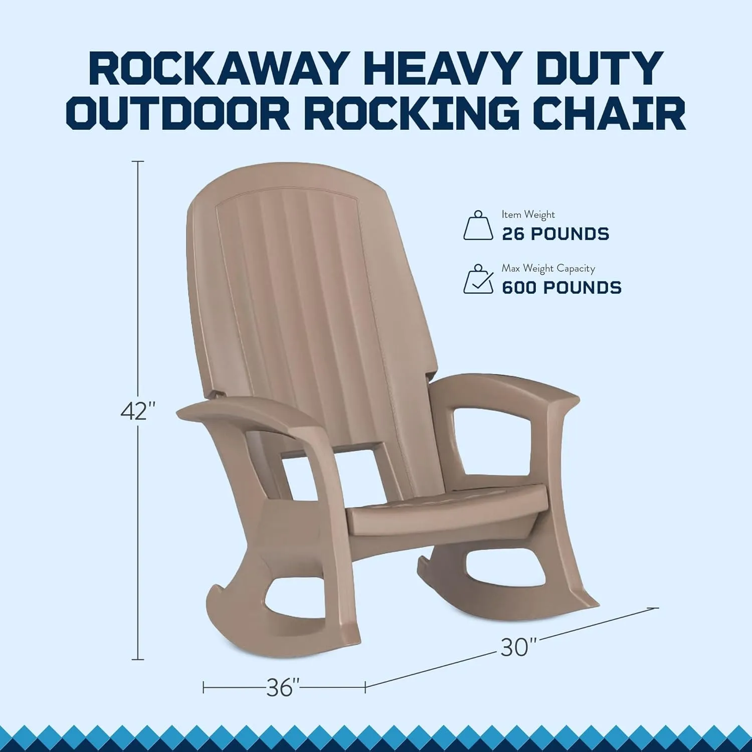 Rockaway Heavy Duty All-Weather Outdoor Rocking Chair Plastics - Taupe Brown