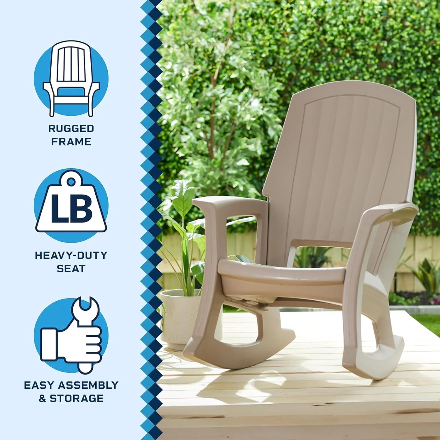 Rockaway Heavy Duty All-Weather Outdoor Rocking Chair Plastics - Taupe Brown