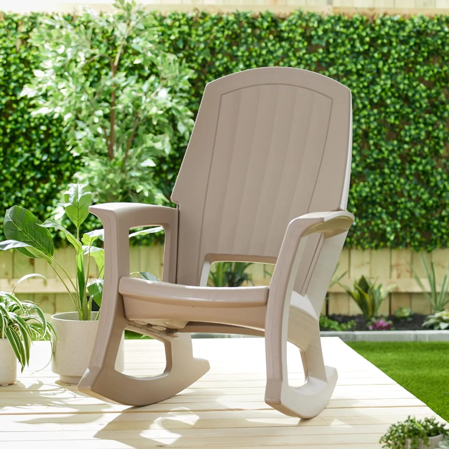 Rockaway Heavy Duty All-Weather Outdoor Rocking Chair Plastics - Taupe Brown