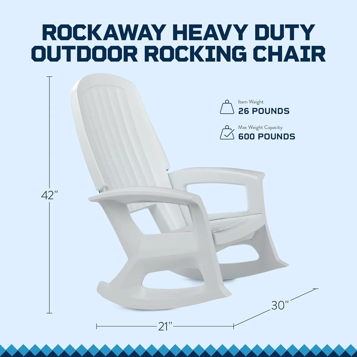 Rockaway Heavy Duty All-Weather Outdoor Rocking Chair Plastics - White