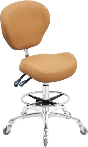 Rolling Swivel Drafting Chair Adjustable Heavy Duty (400lbs) Lumbar Support Task Chair for Home Desk Studio Design Lab(Camel)