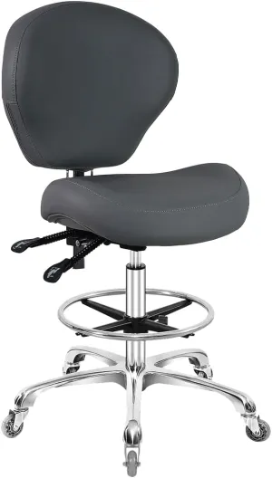 Rolling Swivel Drafting Chair Adjustable Heavy Duty (400lbs) Lumbar Support Task Chair for Home Desk Studio Design Lab(Grey)