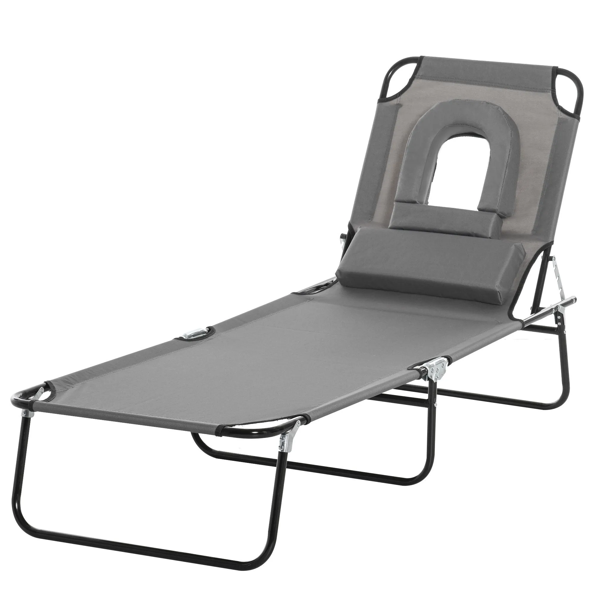 Rootz Sun Bed Folding Deck Chair - Reading Chair - Beach Lounger - 4 Positions - 187L x 58W x 36H cm