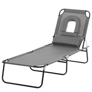 Rootz Sun Bed Folding Deck Chair - Reading Chair - Beach Lounger - 4 Positions - 187L x 58W x 36H cm
