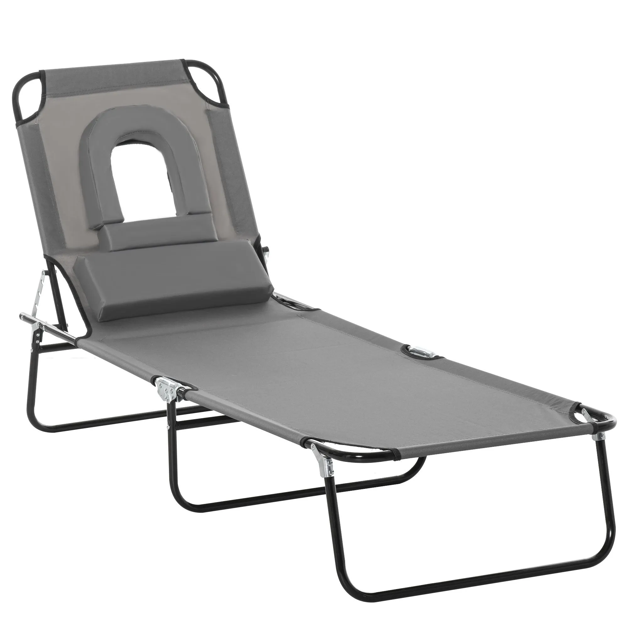 Rootz Sun Bed Folding Deck Chair - Reading Chair - Beach Lounger - 4 Positions - 187L x 58W x 36H cm
