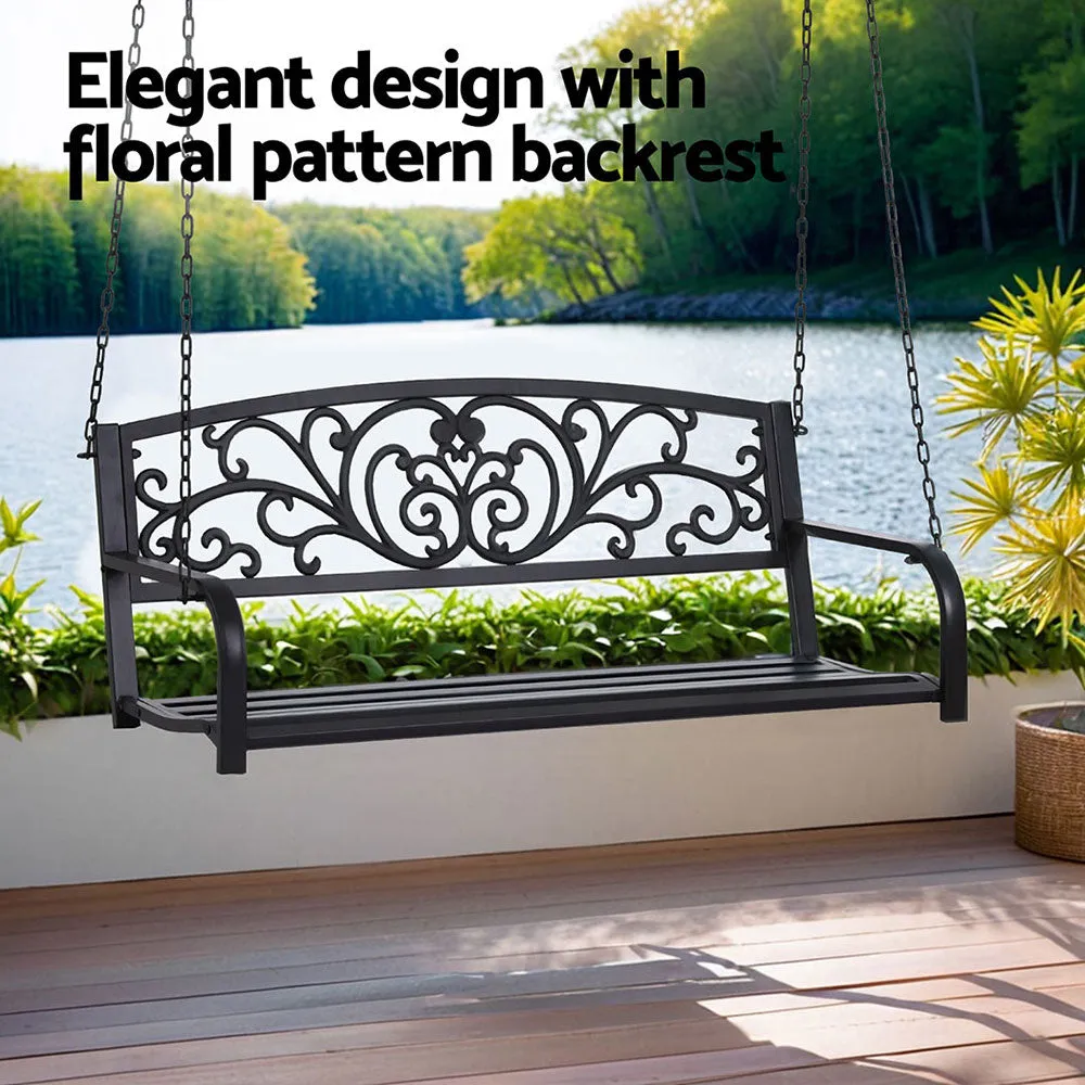 Rose (2 Seater) Outdoor Garden Bench Swing – Black