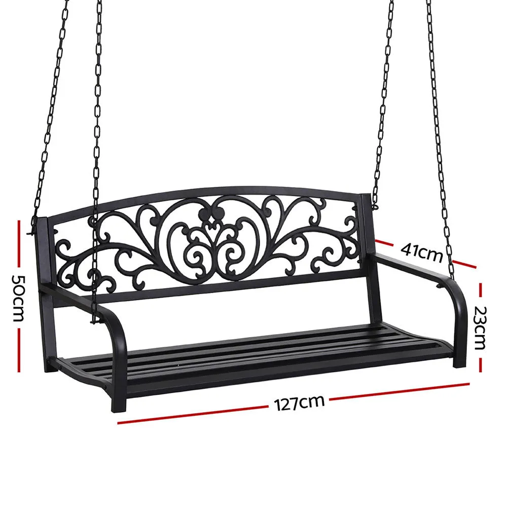 Rose (2 Seater) Outdoor Garden Bench Swing – Black