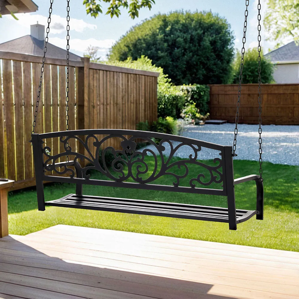 Rose (2 Seater) Outdoor Garden Bench Swing – Black