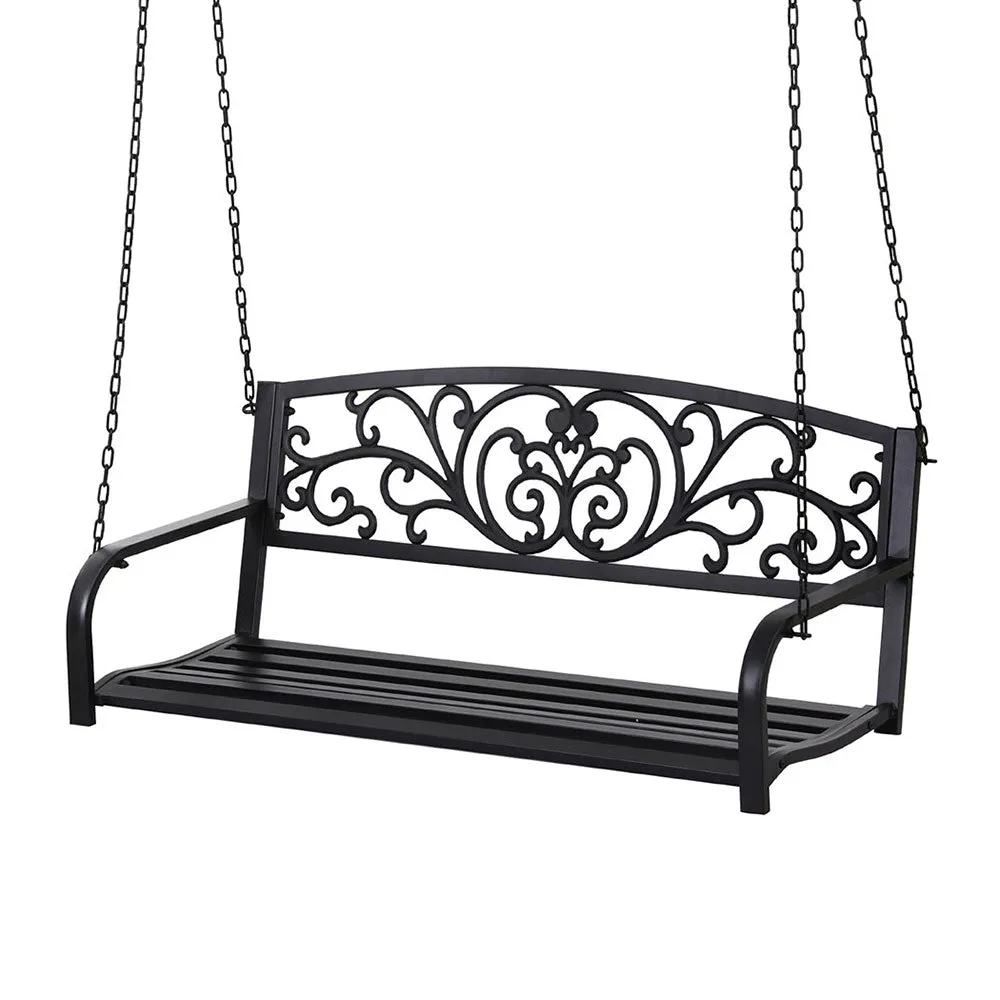 Rose (2 Seater) Outdoor Garden Bench Swing – Black