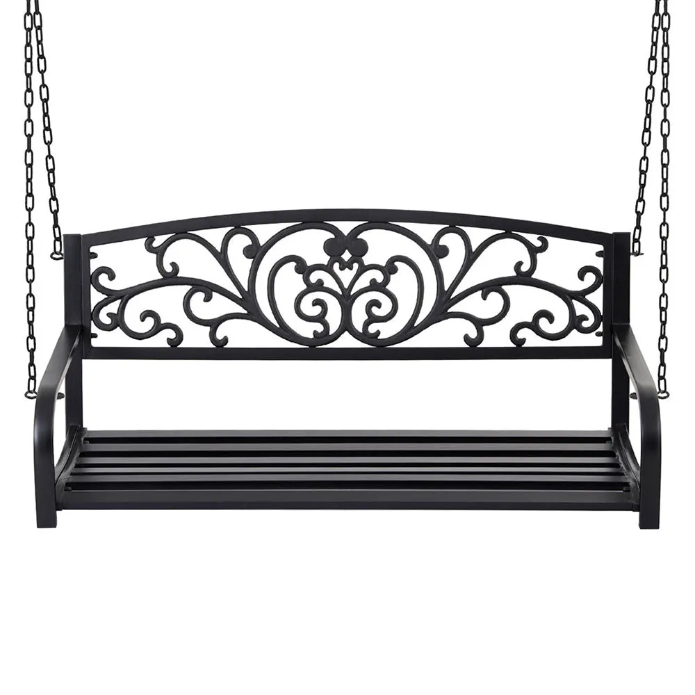 Rose (2 Seater) Outdoor Garden Bench Swing – Black
