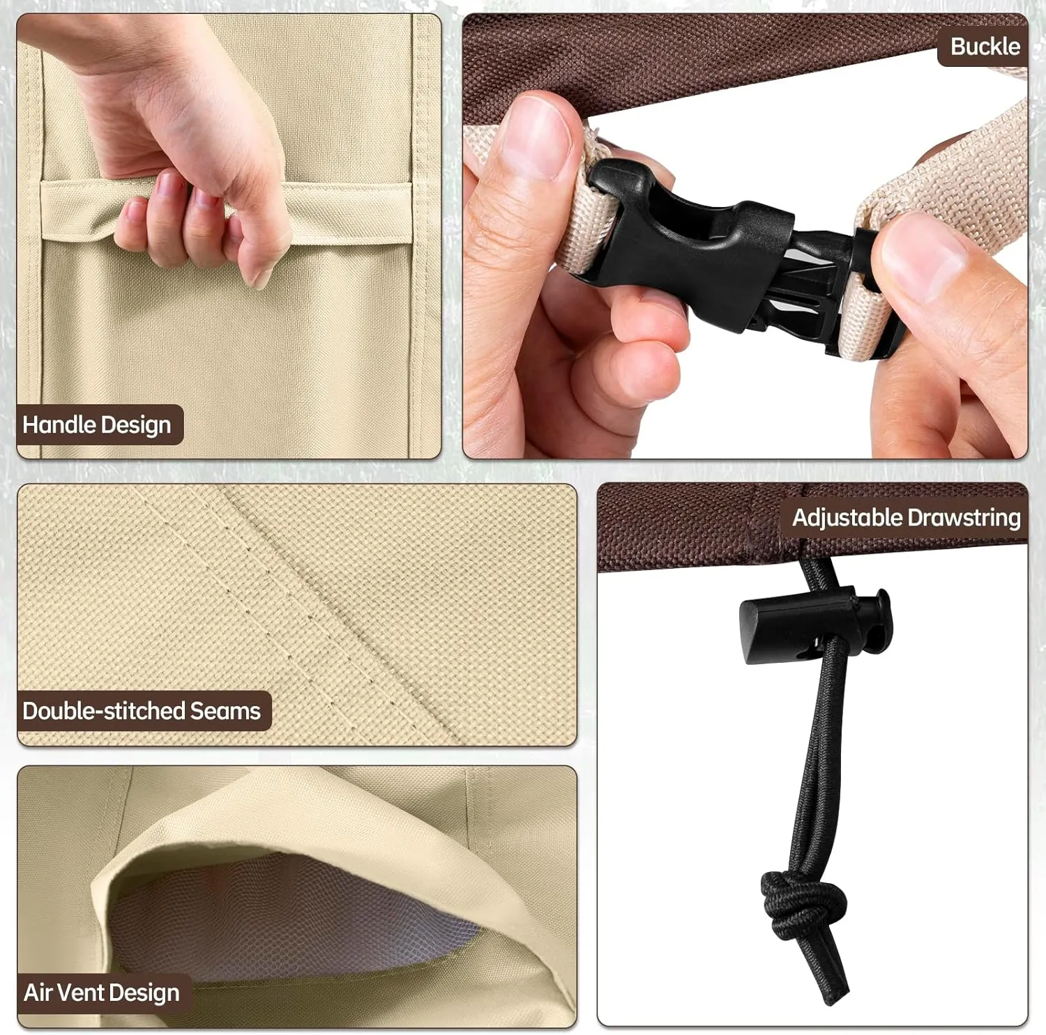 Round Patio Furniture Covers, GYXZ Outdoor Furniture Cover Waterproof for Patio Table & Chair Sets, UV-Resistant Fade-Proof Protection 72" DIA x 28 H, Beige & Brown