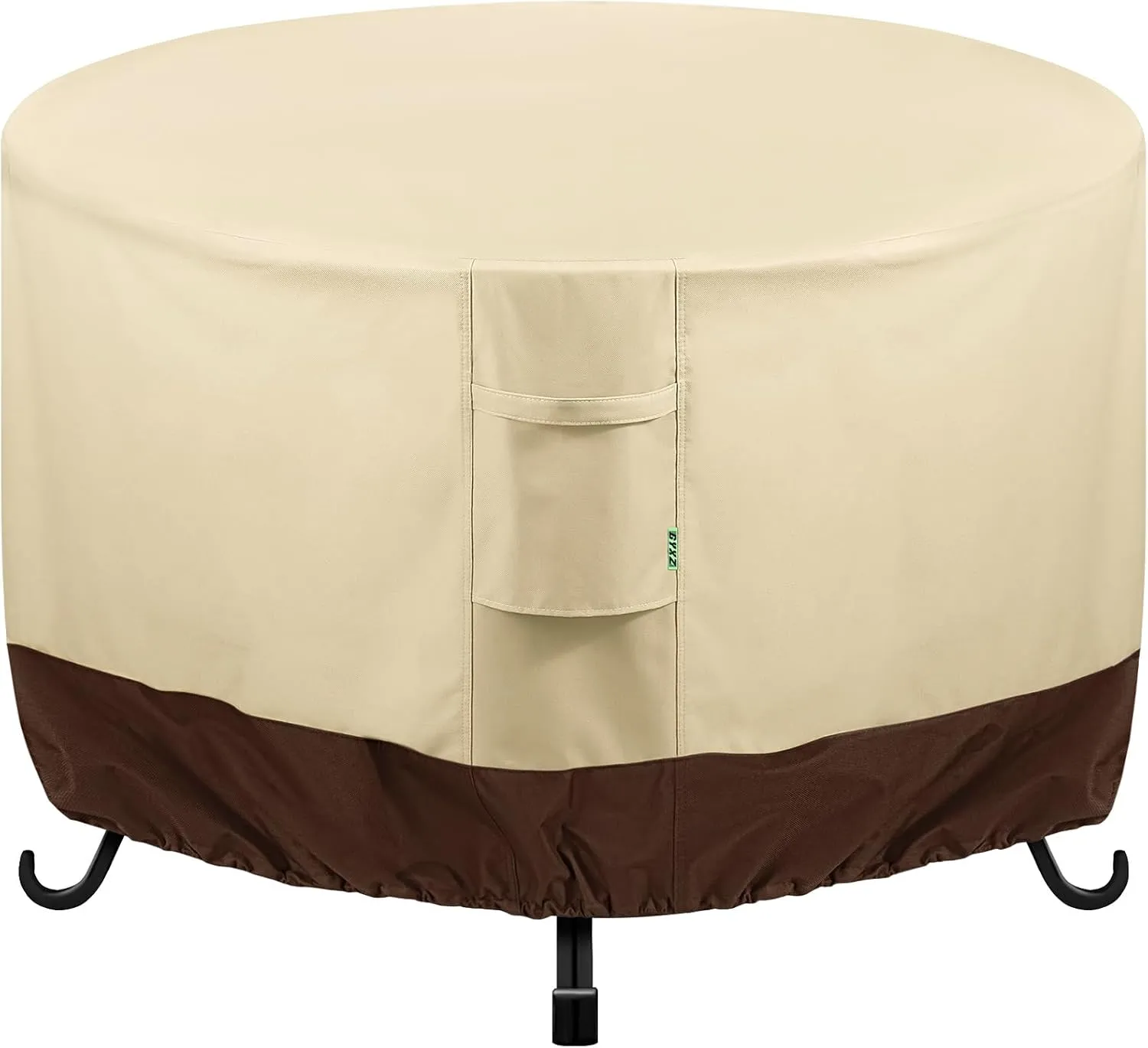 Round Patio Furniture Covers, GYXZ Outdoor Furniture Cover Waterproof for Patio Table & Chair Sets, UV-Resistant Fade-Proof Protection 72" DIA x 28 H, Beige & Brown
