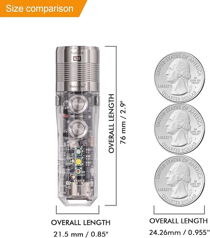 RovyVon A28 G2 Flashlight with Side Signal Light,1000 Lm Rechargeable,Water Resistant,EDC Pocket Flashlight, for Camping, Outdoors and Everyday Carry