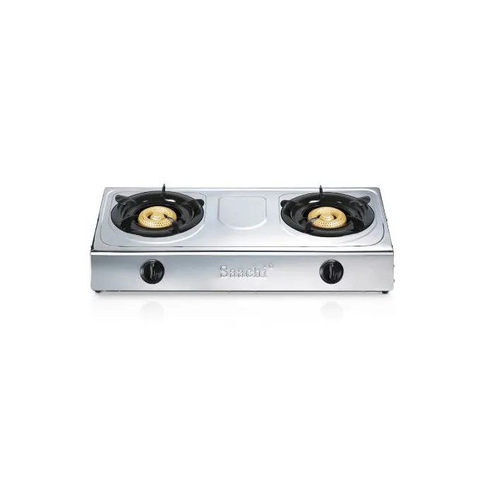 Saachi 2-Burner Gas Stove – Stainless Steel Top, Auto Ignition, Energy-Efficient Cooking
