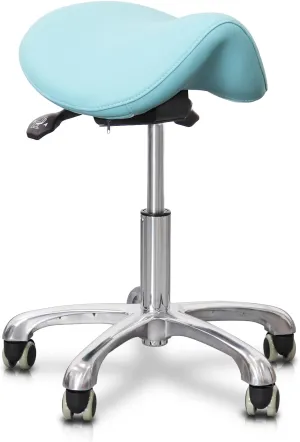 Saddle Stool Tilting Available Ergonomic Swivel Stool Chair with Hydraulic Lifting Height Adjustable Rolling Stool for Office Desk Clinic Dentist Spa-Lake Blue