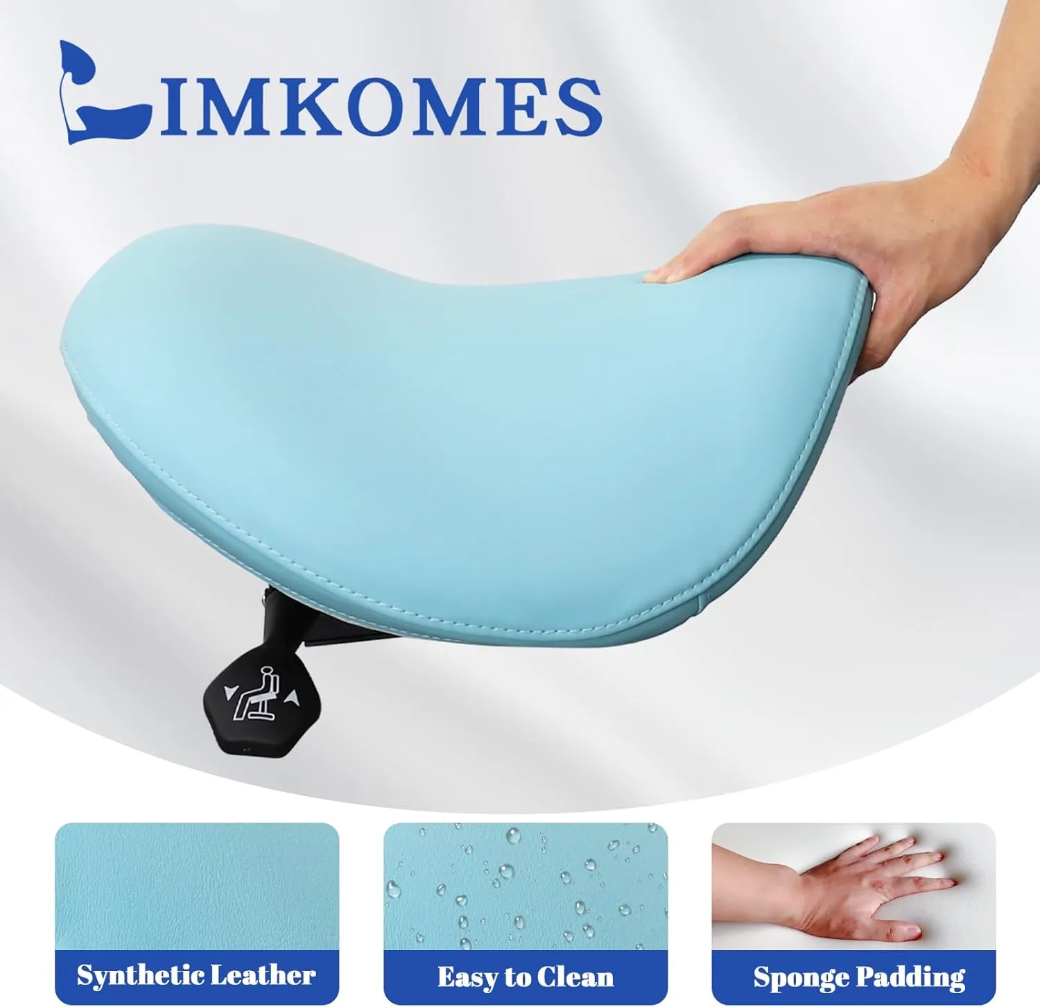 Saddle Stool Tilting Available Ergonomic Swivel Stool Chair with Hydraulic Lifting Height Adjustable Rolling Stool for Office Desk Clinic Dentist Spa-Lake Blue