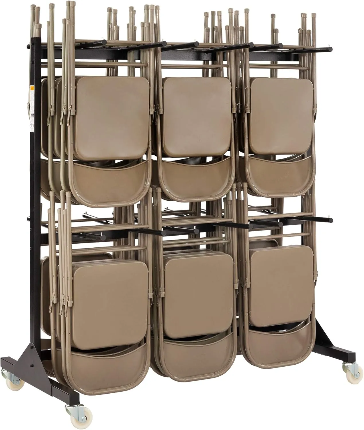 Safco 2 Tier Folding Chair Cart, Heavy Duty Powder Coated Storage Cart, Holds 84 Chairs, Commercial-Grade Steel, Black