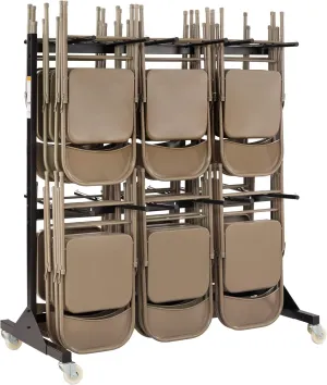 Safco 2 Tier Folding Chair Cart, Heavy Duty Powder Coated Storage Cart, Holds 84 Chairs, Commercial-Grade Steel, Black