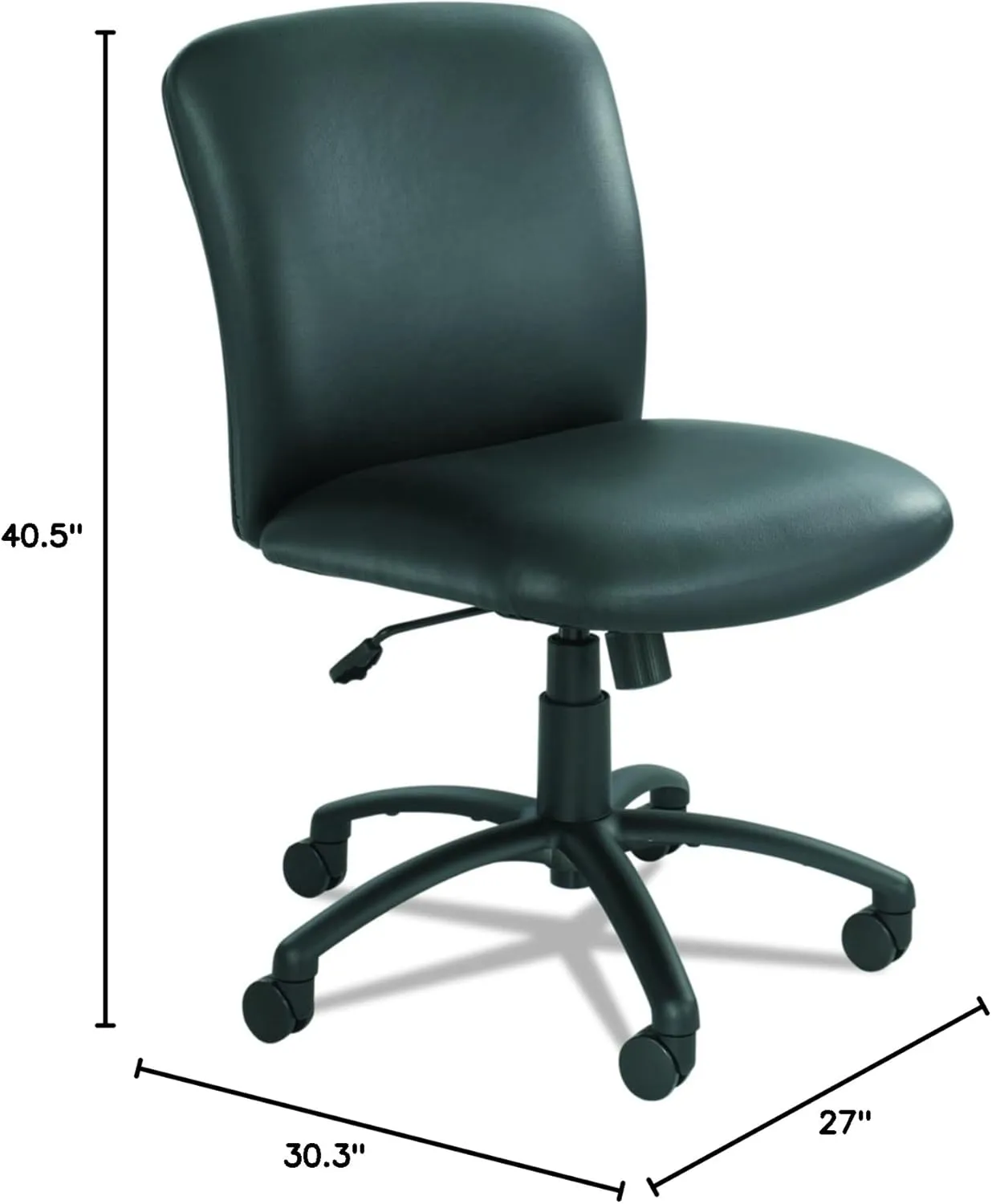 Safco Products Uber Big and Tall Mid Back Chair 3491BV, Black Vinyl, Rated for 24-7 Use, Holds up to 500 lbs. (Optional arms Sold Separately)