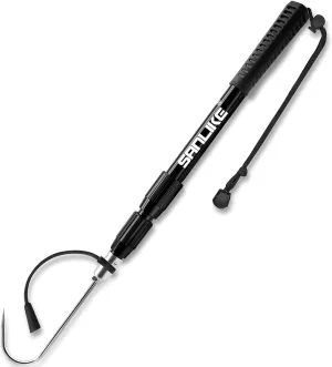 SANLIKE Telescopic Fish Gaff with Stainless Sea Fishing Spear Hook Tackle, Soft Handle Aluminium Alloy Pole for Saltwater Offshore Ice Tool
