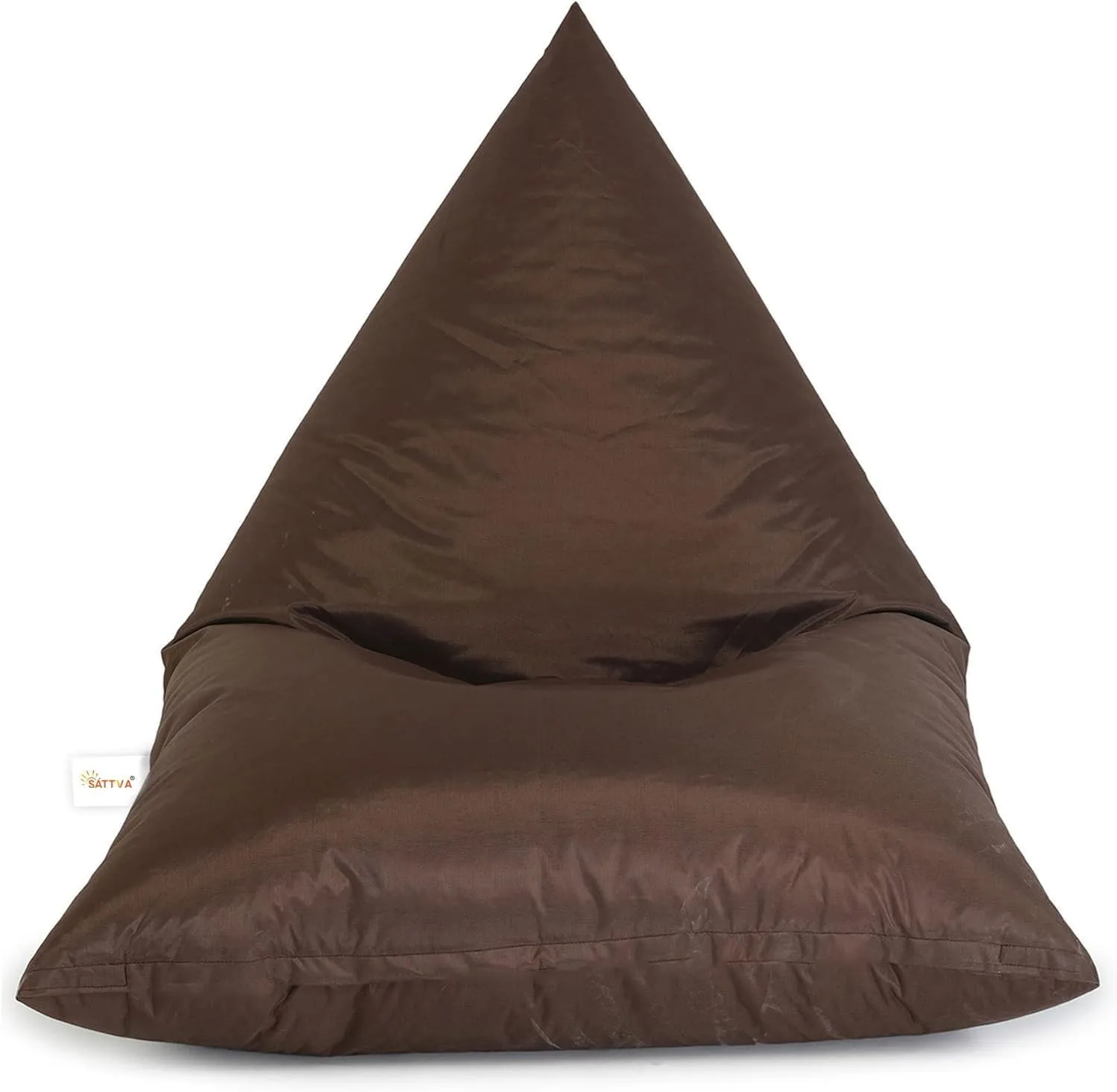 SATTVA 5ft Triangle Bean Bag for Adults - Big Bean Bag Covers Only (No Filling), Love Sack Bean Bag Oversized, All Weather Water Resistant Ultra Soft Zipper, for Dorm & Family Room (Brown)
