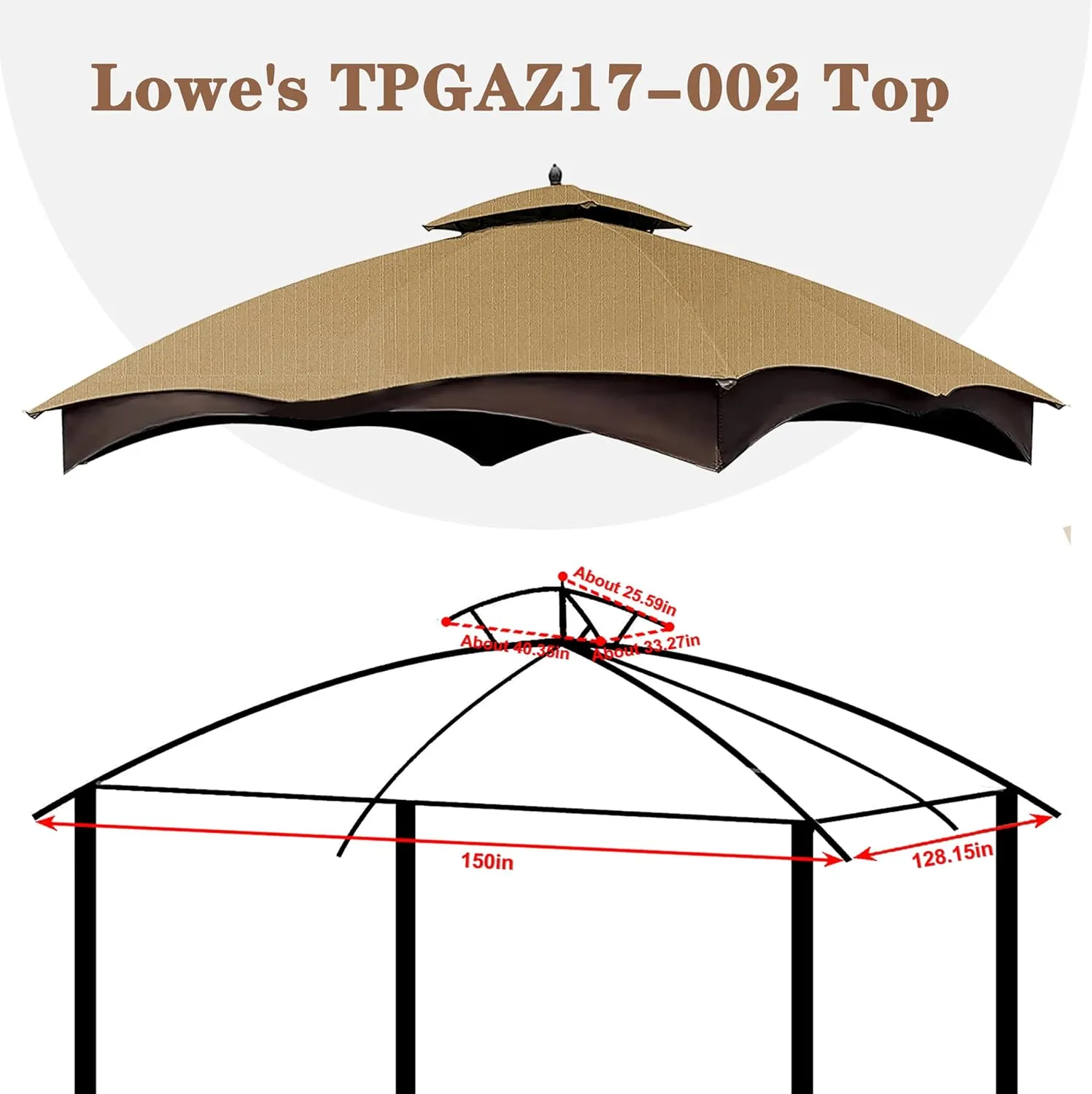 SCOCANOPY Beige Ripstop Replacement Cover for Lowe's Allen Roth 10X12 Gazebo Model #TPGAZ17-002C