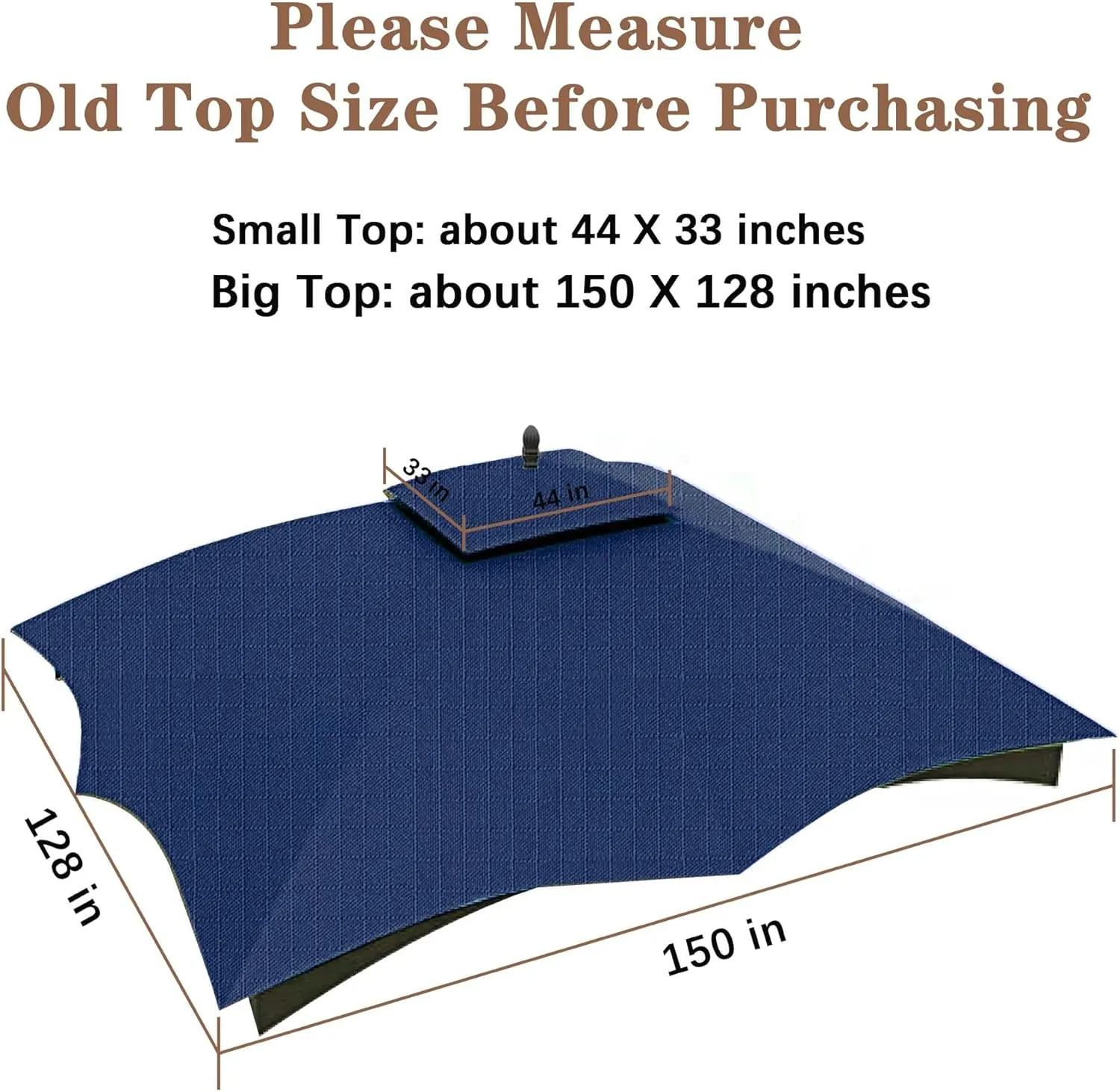 SCOCANOPY Navy Blue Ripstop Replacement Cover for Lowe's Allen Roth 10X12 Gazebo Model #TPGAZ17-002C,TPGAZ17-002