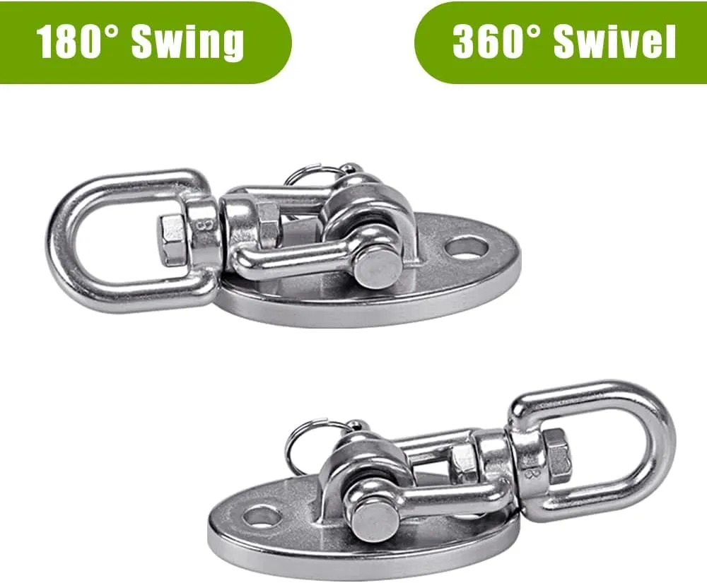 SELEWARE Ceiling Swing Mount Stainless Steel Swing Hangers Free Swivel Swing Hooks for Yoga Swing Indoor Outdoor Swing Set Porch Swing Chair Punching Heavy Bag 2000 lbs Capacity Each 2 Pack